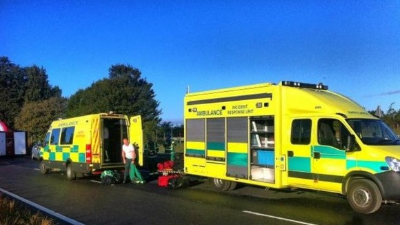 Ambulances at the scene of the crash this morning