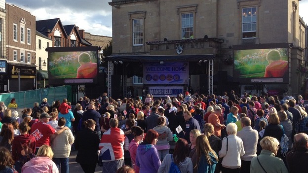 Crowds wait in Mansfield