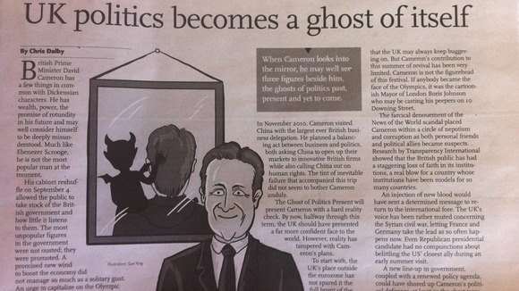 David Cameron has been attacked in a Chinese newspaper