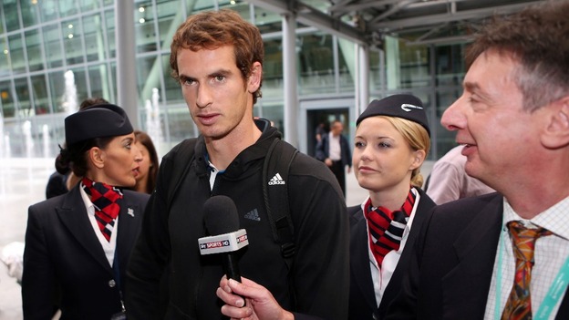 US Open winner Andy Murray arrives back at Terminal 5 at Heathrow Airport, west London