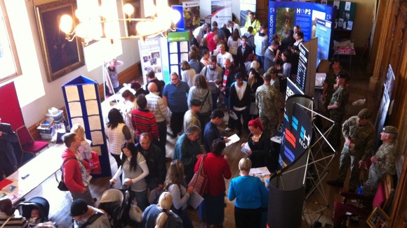 People attending the jobs fair at Worcester Guild Hall today