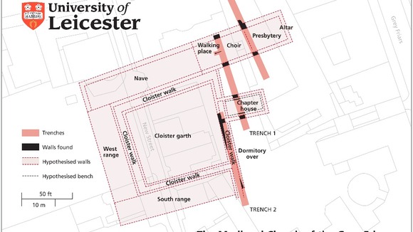 Site map of the medieval church of the Greyfriars