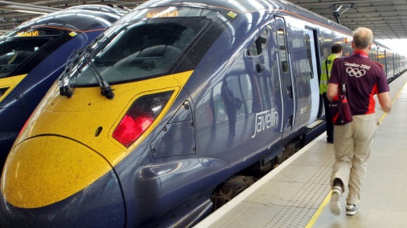 A javelin train at St Pancras station.