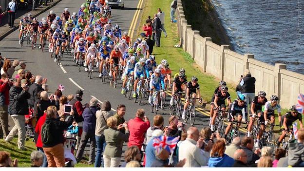 Cyclists taking part in Tour of Britain