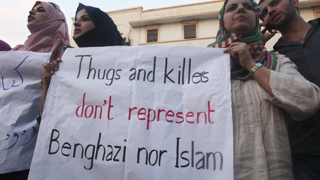 Demonstrators in Benghazi
