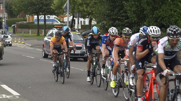 Tour of Britain coming through Abbey Hulton, Staffordshire