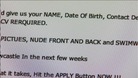 The advert asked applicants to send in naked pictures with their CV