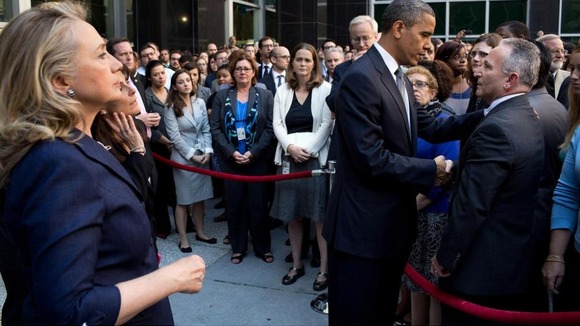 Clinton and Obama