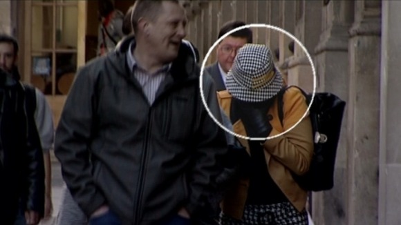Caroline Meeking, identity hidden with hat arriving for previous court hearing