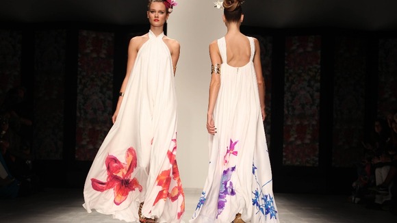 Floral prints featured on a long flowing Issa dress from its spring/summer 2012 collection