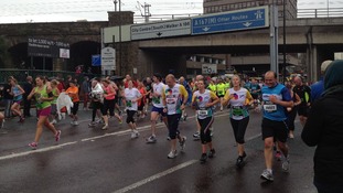 Running towards the Tyne Bridge
