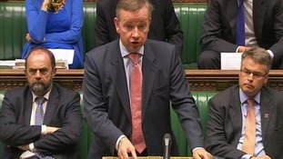 Education Secretary Michael Gove in the House of Commons this afternoon
