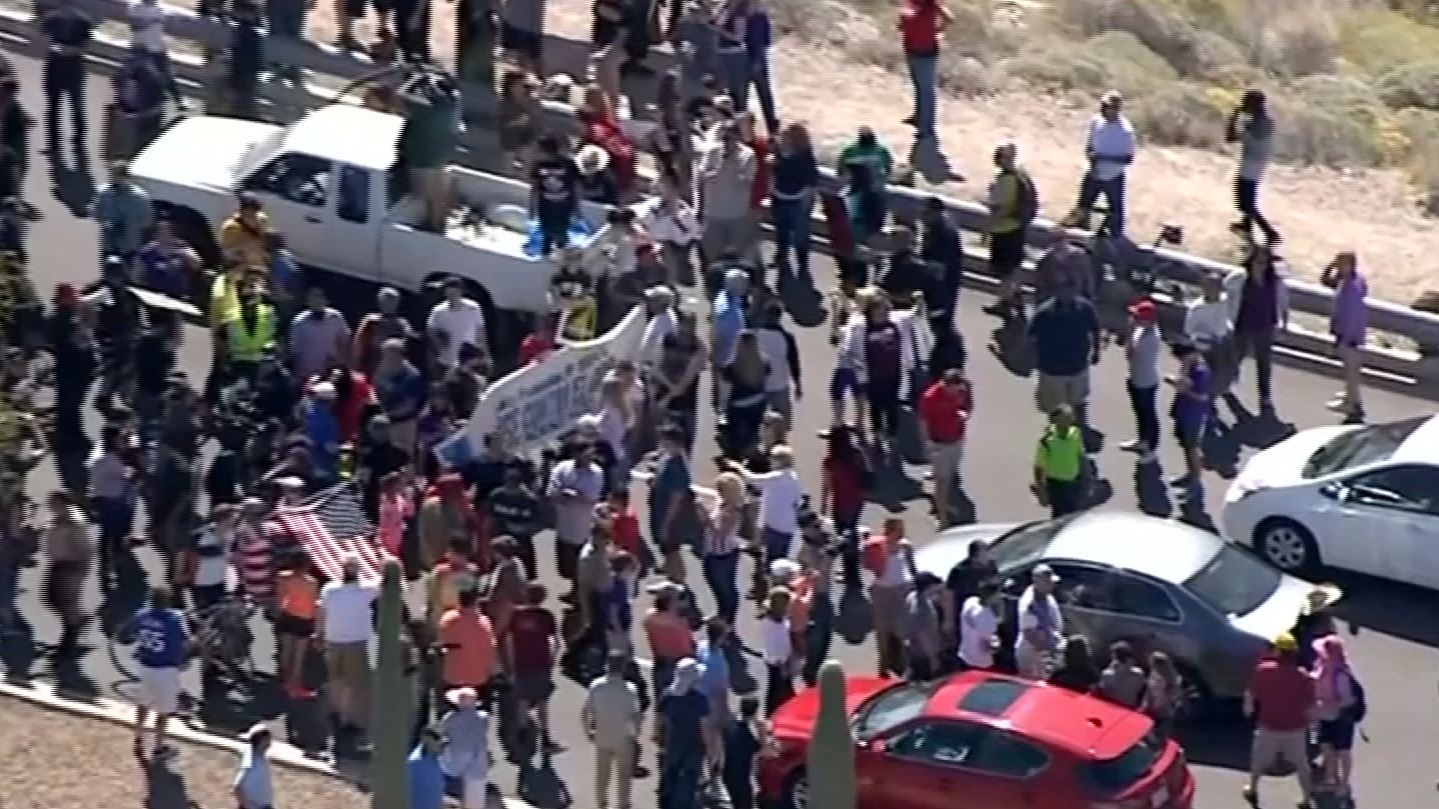 Trump protesters block road leading to rally ITV News