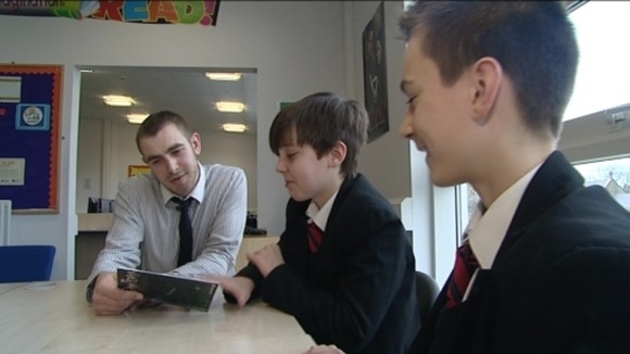 Craig Allen with pupils from Lord Lawson of Beamish School, Gateshead