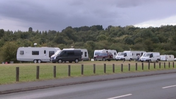Travellers on a field in Worcestershire