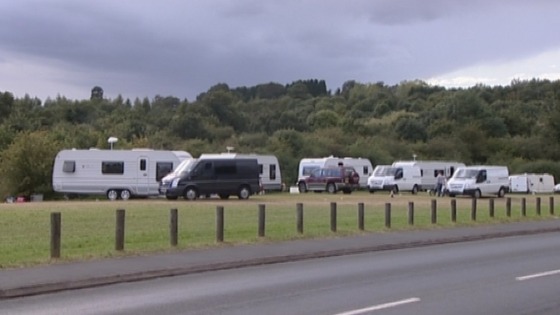 Travellers on a field in Worcestershire