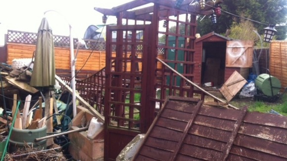 This is the back garden of the man's house in Derby