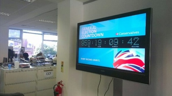 A countdown clock to the next General Election has been installed at the Conservative Party's headquarters