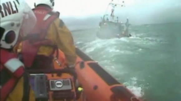 RNLI crew at sea