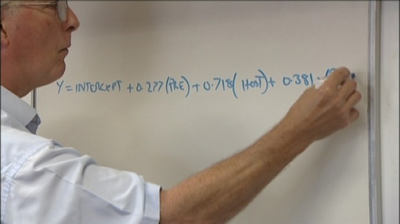 Professor Alan Nevill writes out the formula he used