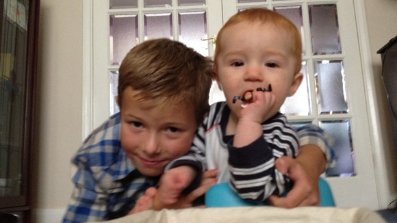 Baby Tyler (right) was born after a third attempt of IVF