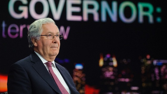 Governor of the Bank of England Sir Mervyn King ahead of his first-ever live television interview, at the studios of Channel 4 news