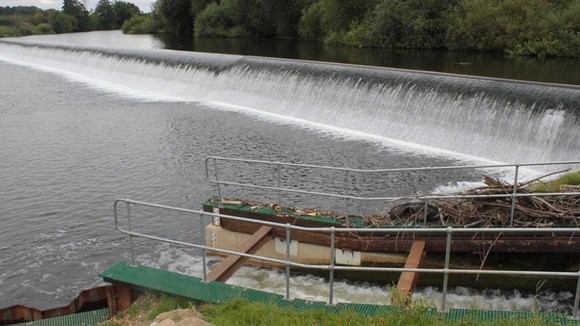 The Borrowash Weir on the River Derwent, Derbyshire