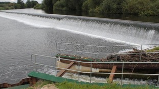 The Borrowash Weir on the River Derwent, Derbyshire