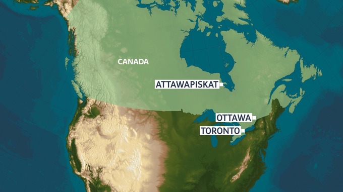Geolocalizzazione della comunità Attawapiskat nel nord del Canada – Infografica: ITV.COM