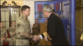 Solider shaking hands