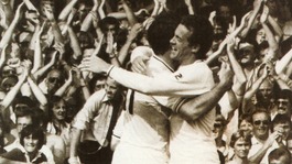 Swansea City Legend Alan Curtis pictured with striker Bob Latchford during the highly successful John Toshack era