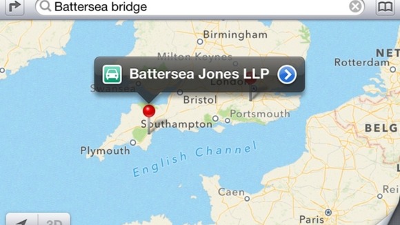 A search for Battersea Bridge in London brought up a law firm in Newton Abbot.
