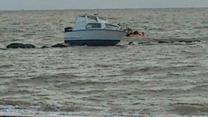 Lifeboat crew rescues man suffering from hypothermia from rocks