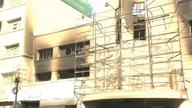 Damaged building in Karachi.