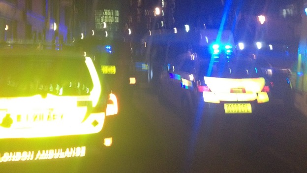 Emergency services near the scene of the shooting