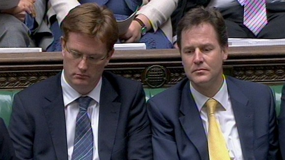Alexander (left) with Lib Dem leader Nick Clegg, who vowed to play hardball with David Cameron over the future of the coalition on Saturday.