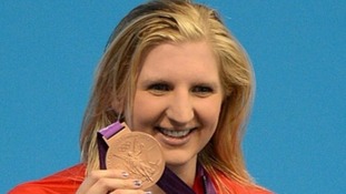 Rebecca Adlington on the podium at London 2012
