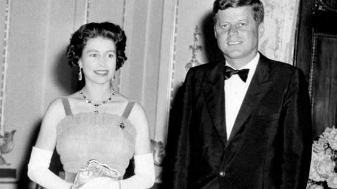 Queen Elizabeth II with US President John Kennedy at Buckingham Palace in London.