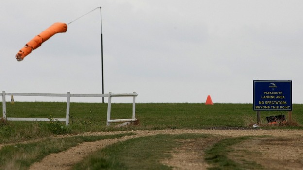 Parachute landing area at Sibson Aerodrome, near Peterborough, Cambridgeshire.