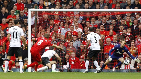 Gerrard scores at Anfield.