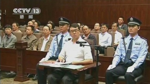 Former police chief Wang speaking during a court hearing in Chengdu