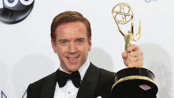 Damien Lewis with his outstanding lead actor in a drama series Emmy.