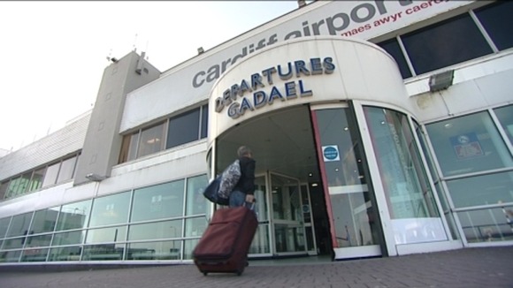 Cardiff Airport with passenger entering