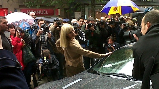 Britt Ekland arrives at Oxford Street