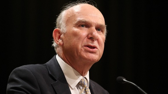 Business Secretary Vince Cable delivers his speech to the Liberal Democrats' annual conference in Brighton.