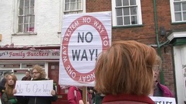 Protestors in Bungay