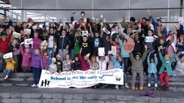Campaigners gather outside the Senedd