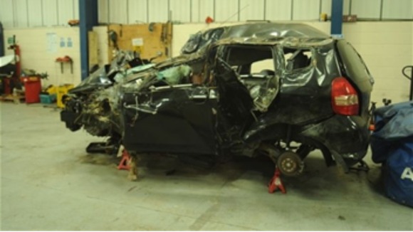 The remains of Joanna's Honda car