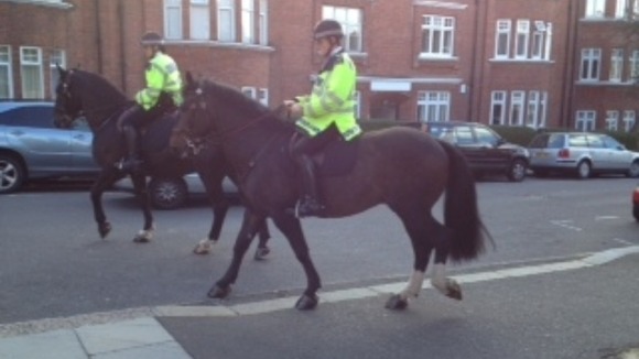 Lorcan, the black gelding Police horse.