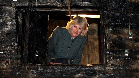 Camilla looking out of boat